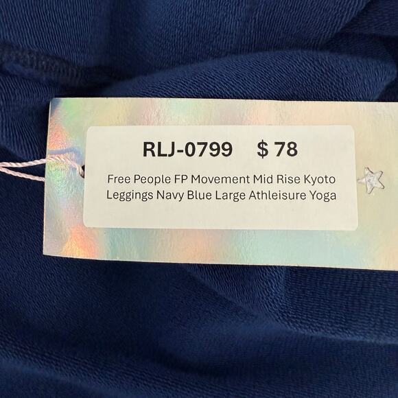 Free People FP Movement Mid Rise Kyoto Leggings Navy Blue Large Athleisure Yoga - Picture 6 of 7